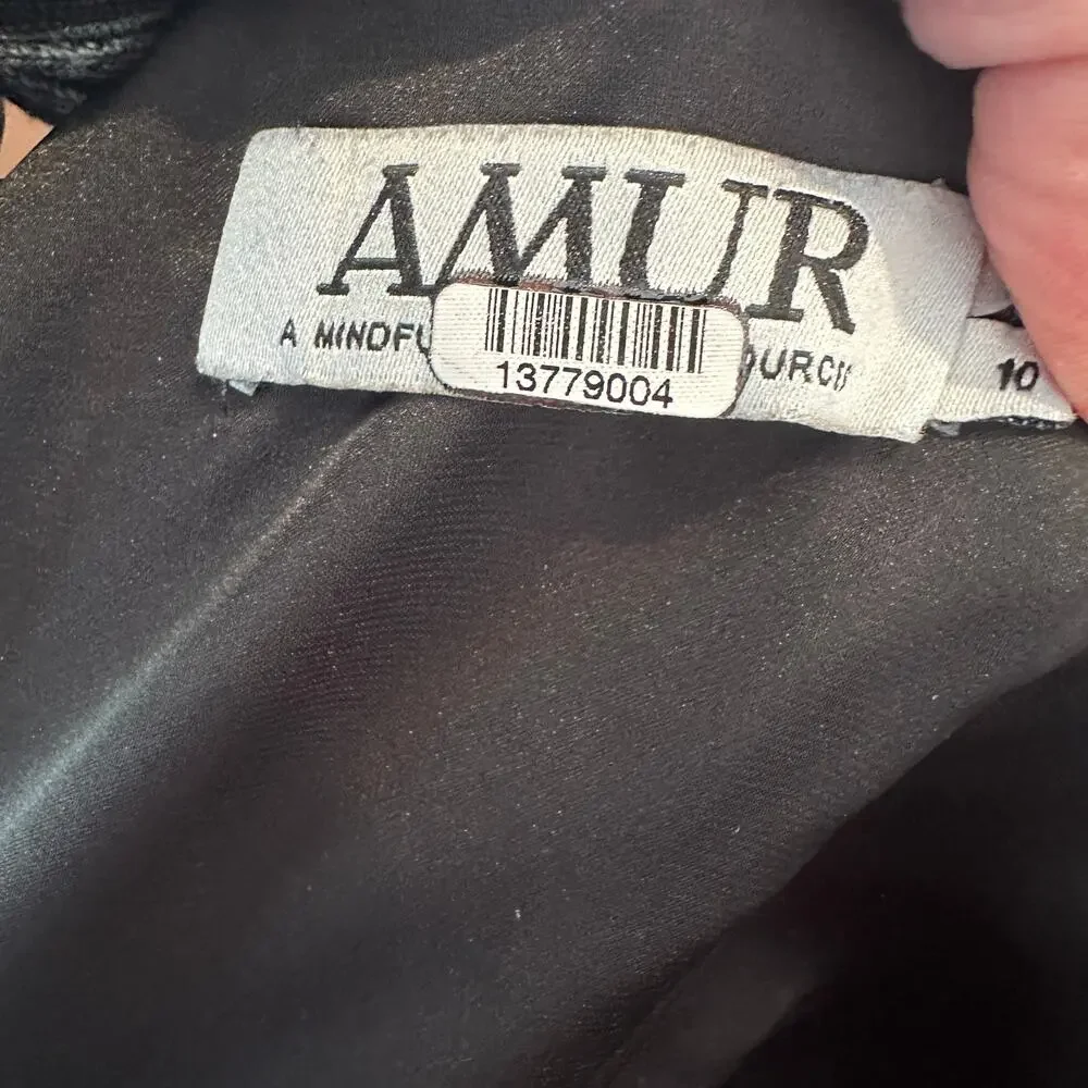 Amur Black Floral Chiffon Midi Dress SIZE 10 Cocktail Romantic Designer $600 - Picture 9 of 10